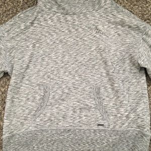 Gray athletic sweatshirt.